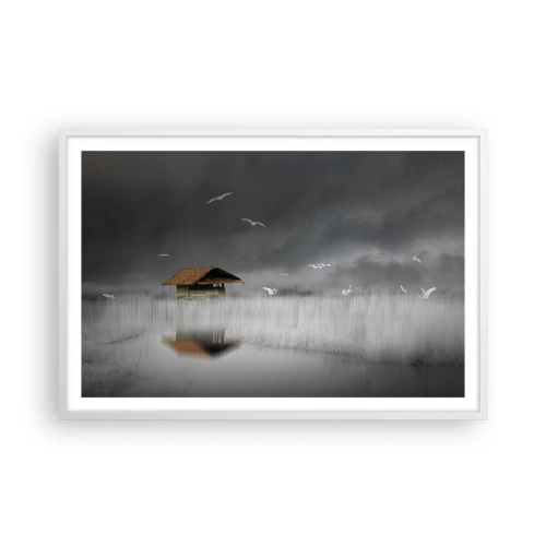 Poster in cornice bianca - Riparo dalla pioggia - 91x61 cm
