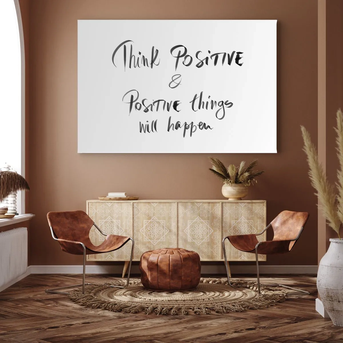 Quadro su tela - Stampe su Tela - Lettering ispiratore in nero su sfondo bianco - 100x70cm - Come vivere? - Decorazione murale moderna per soggiorno e camera da letto ARTTOR