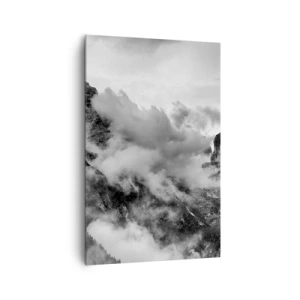 Quadro su tela - Stampe su Tela - Vista in bianco e nero delle montagne circondate dalle nuvole - 80x120cm - Belli e terribili - Decorazione murale moderna per soggiorno e camera da letto ARTTOR