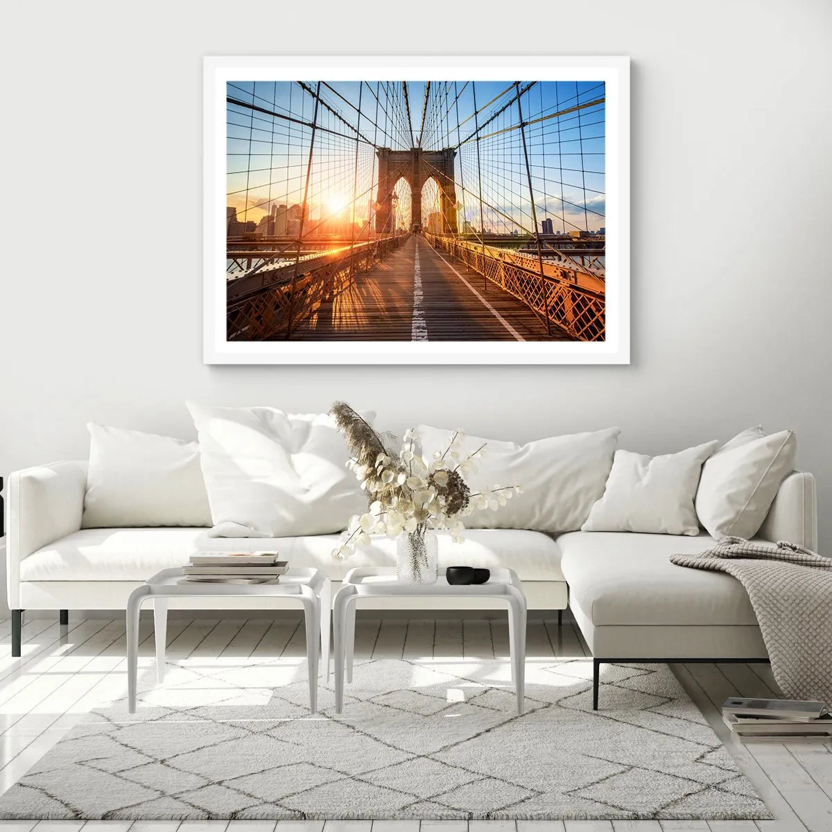 Poster in cornice bianca - Sul ponte d'oro - 50x40 cm