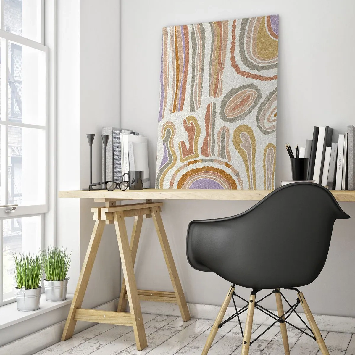 Quadro su vetro - Forme astratte colorate che ricordano sezioni trasversali di minerali - 50x70cm - Sezioni colorate - Decorazione murale moderna per soggiorno e camera da letto ARTTOR
