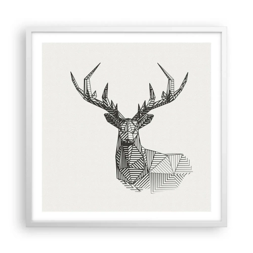 Poster in cornice bianca - Cervo in stile cubista - 60x60 cm