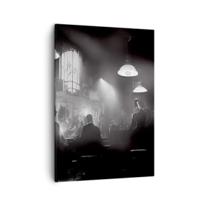 Quadro su tela - Stampe su Tela - Scena dei locali notturni jazz in bianco e nero - 50x70cm - Nell'atmosfera jazz - Decorazione murale moderna per soggiorno e camera da letto ARTTOR