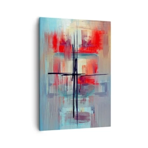 Quadro su tela - Stampe su Tela - Una composizione astratta con colori intensi, linee e forme geometriche. - 50x70cm - Paesaggio in una dimensione sconosciuta - Decorazione murale moderna per soggiorno e camera da letto ARTTOR