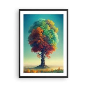 Poster in cornice nera - Un albero nei colori delle quattro stagioni - 50x70cm - La quercia: il padre della natura - Decorazione murale moderna per soggiorno e camera da letto ARTTOR