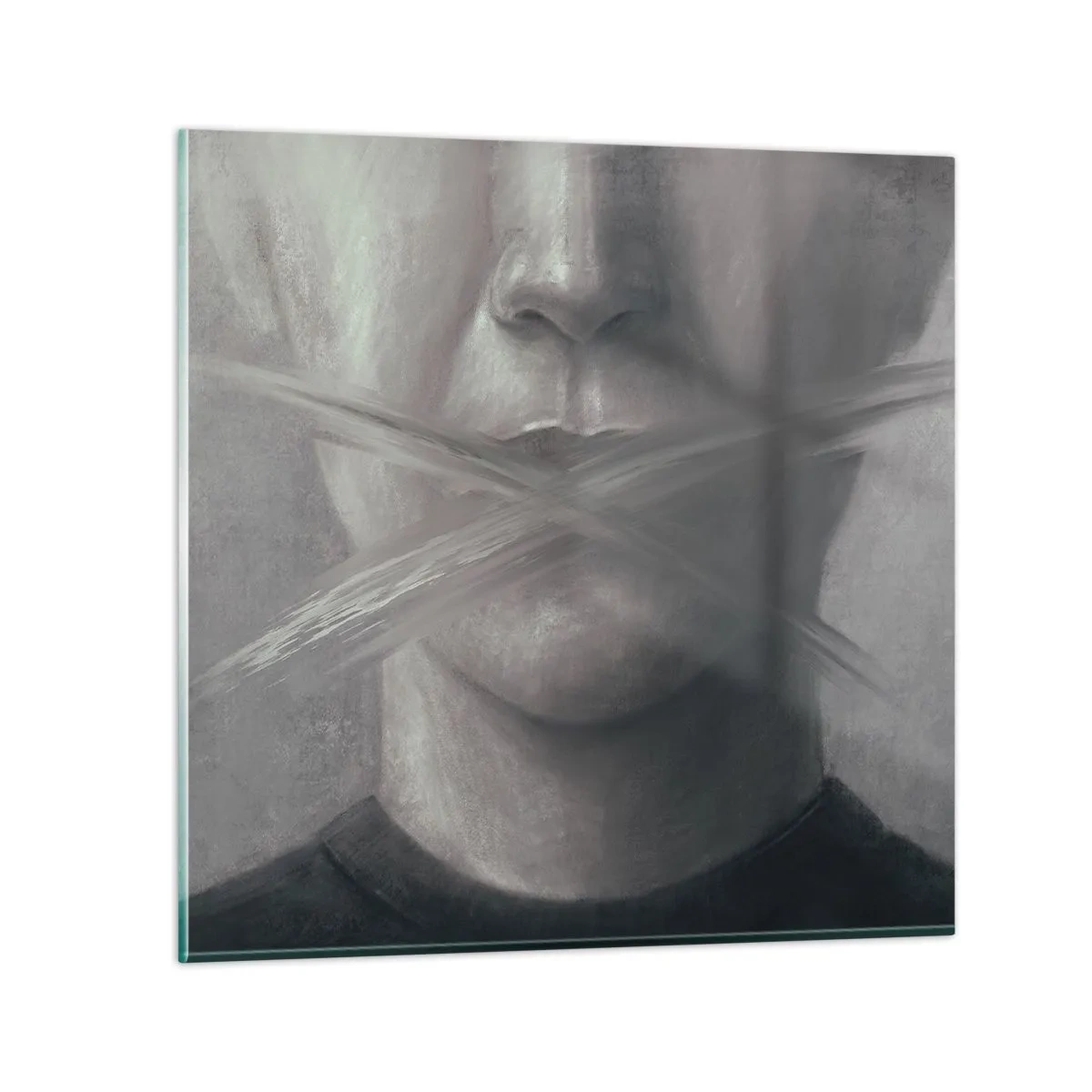 Quadro su vetro - Neanche una parola - 50x50 cm