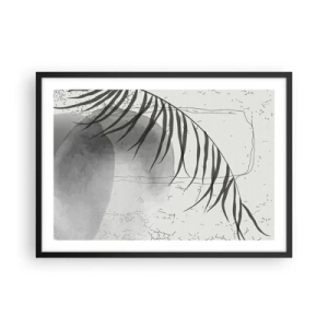 Poster in cornice nera - Un delicato motivo a foglie di palma su uno sfondo chiaro in stile scandinavo. - 70x50cm - La delicata esoticità della natura - Decorazione murale moderna per soggiorno e camera da letto ARTTOR