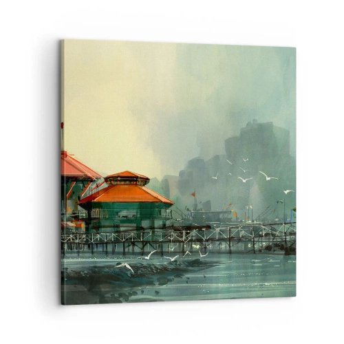 Quadro su tela - Stampe su Tela - Giornata di pioggia al porto - 60x60 cm