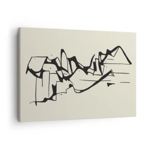 Quadro su tela - Stampe su Tela - Disegno astratto di montagne in bianco e nero - 70x50cm - Forse è un paesaggio - Decorazione murale moderna per soggiorno e camera da letto ARTTOR
