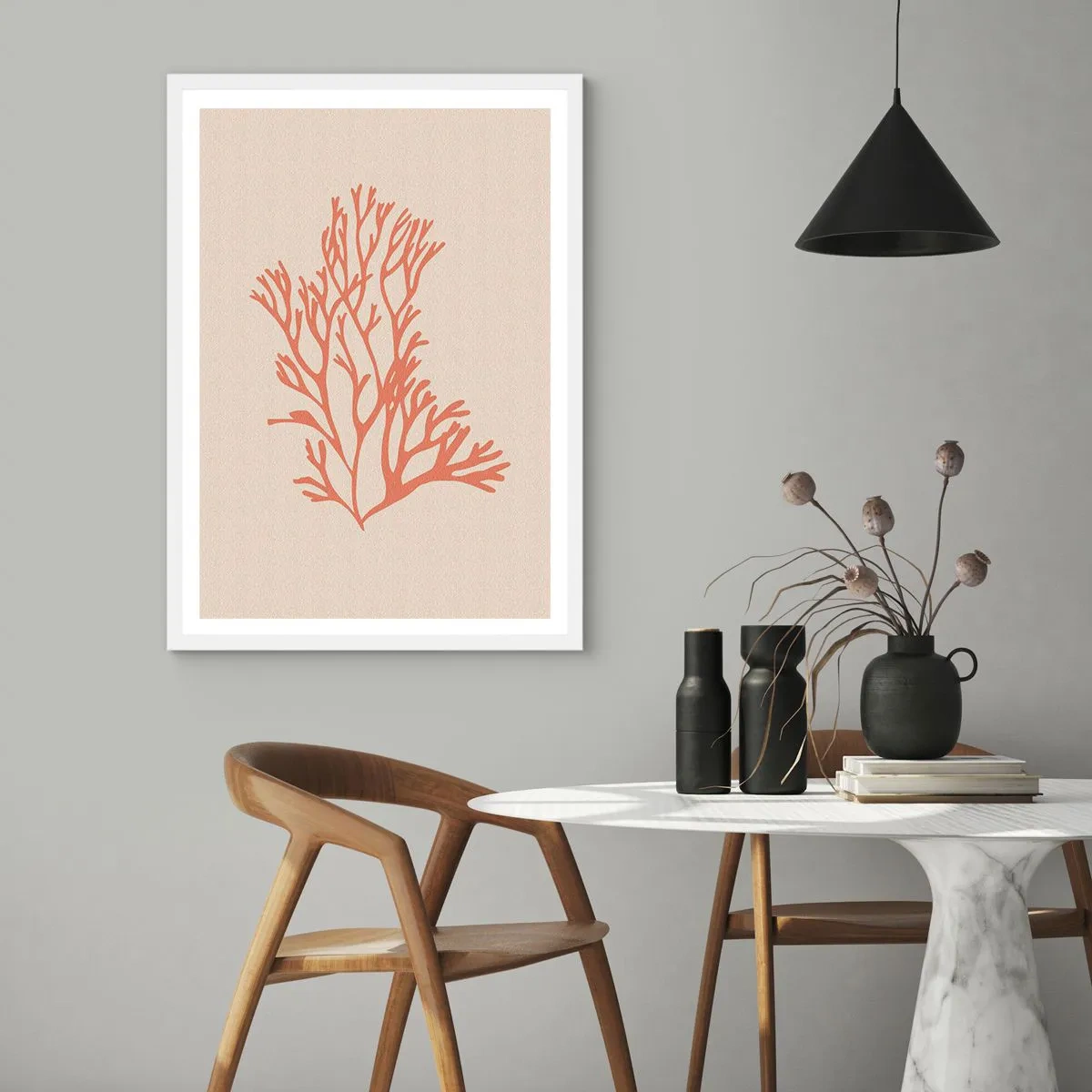 Poster in cornice bianca - Filigrana di corallo - 61x91 cm