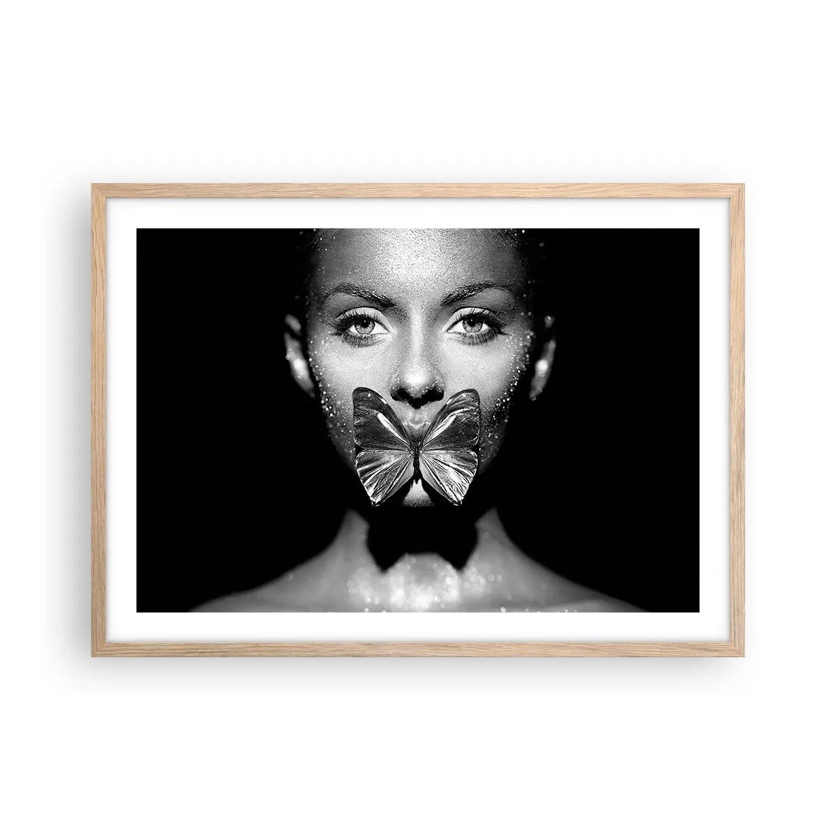 Poster in cornice rovere chiaro - Il bacio delle farfalle - 70x50 cm