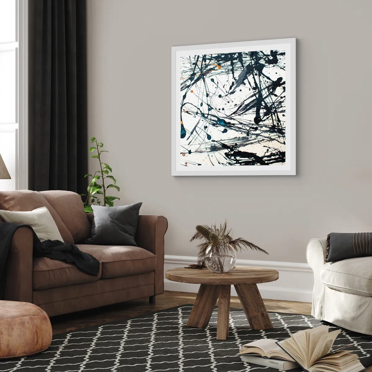 Poster in cornice bianca - Astrazione espressionistica - 60x60 cm