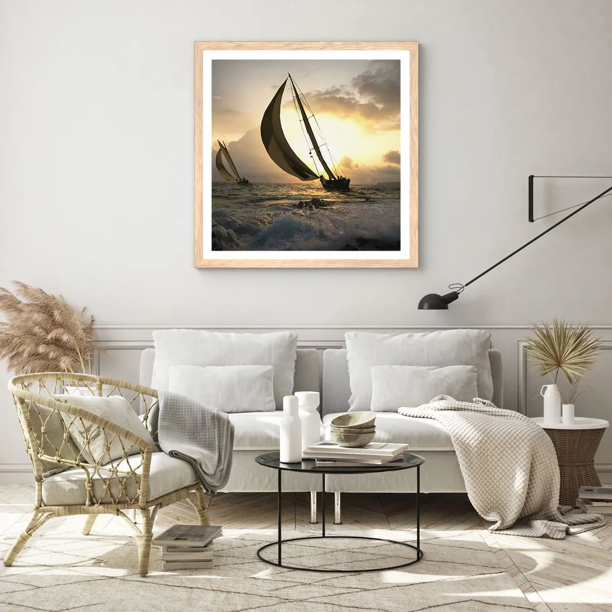 Poster in cornice rovere chiaro - Con il vento e controvento - 50x50 cm