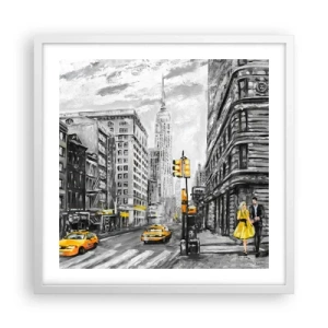 Poster in cornice bianca - Racconto di New York - 50x50 cm