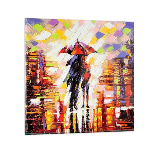 Quadro su vetro - Insieme nella notte e nella pioggia - 30x30 cm