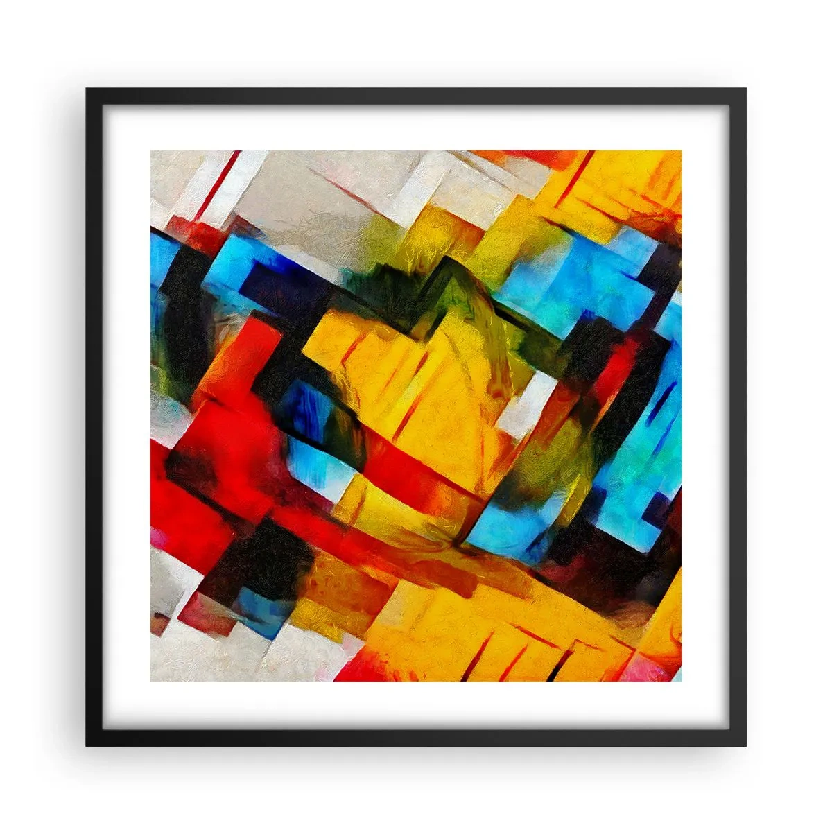 Poster in cornice nera - Intreccio multicolore - 50x50 cm