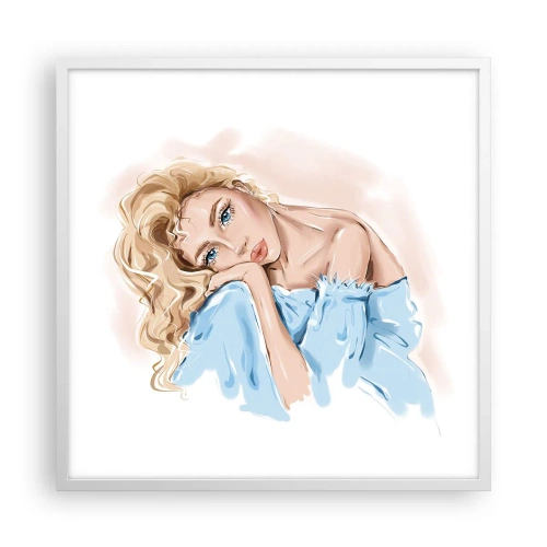 Poster in cornice bianca - Sognante nel blu - 60x60 cm