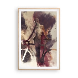 Poster in cornice rovere chiaro - Nelle forme di marmo un'anima da ciclista - 61x91 cm