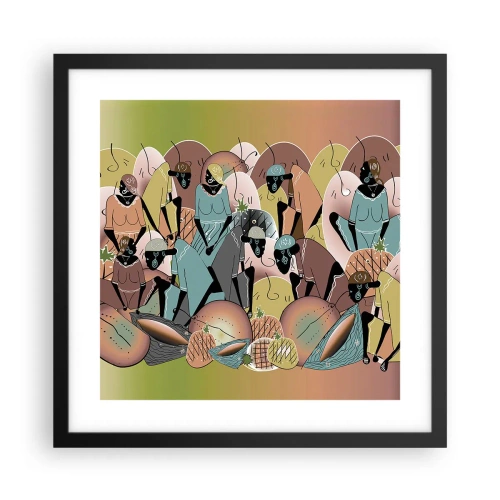 Poster in cornice nera - Arriva la grande festa - 40x40 cm