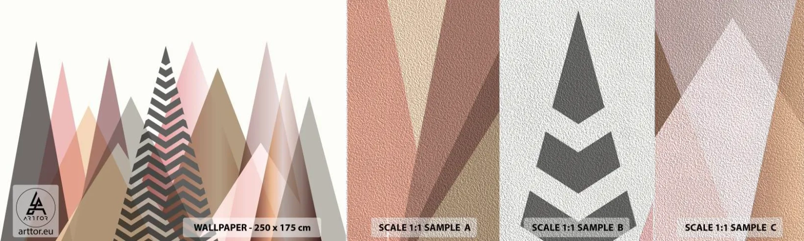 Campione di Fotomurale Premium Sand - Vista piramidale - Astrazione, Pezzo, triangoli - 100x30 cm