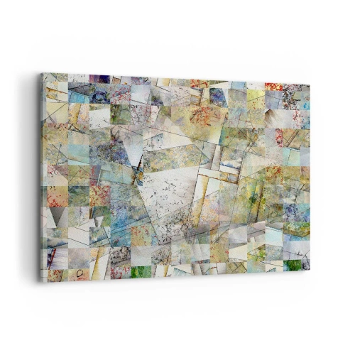 Quadro su tela - Stampe su Tela - Astrazione colorata con forme e linee geometriche - 100x70cm - Rimpasto geometrico - Decorazione murale moderna per soggiorno e camera da letto ARTTOR