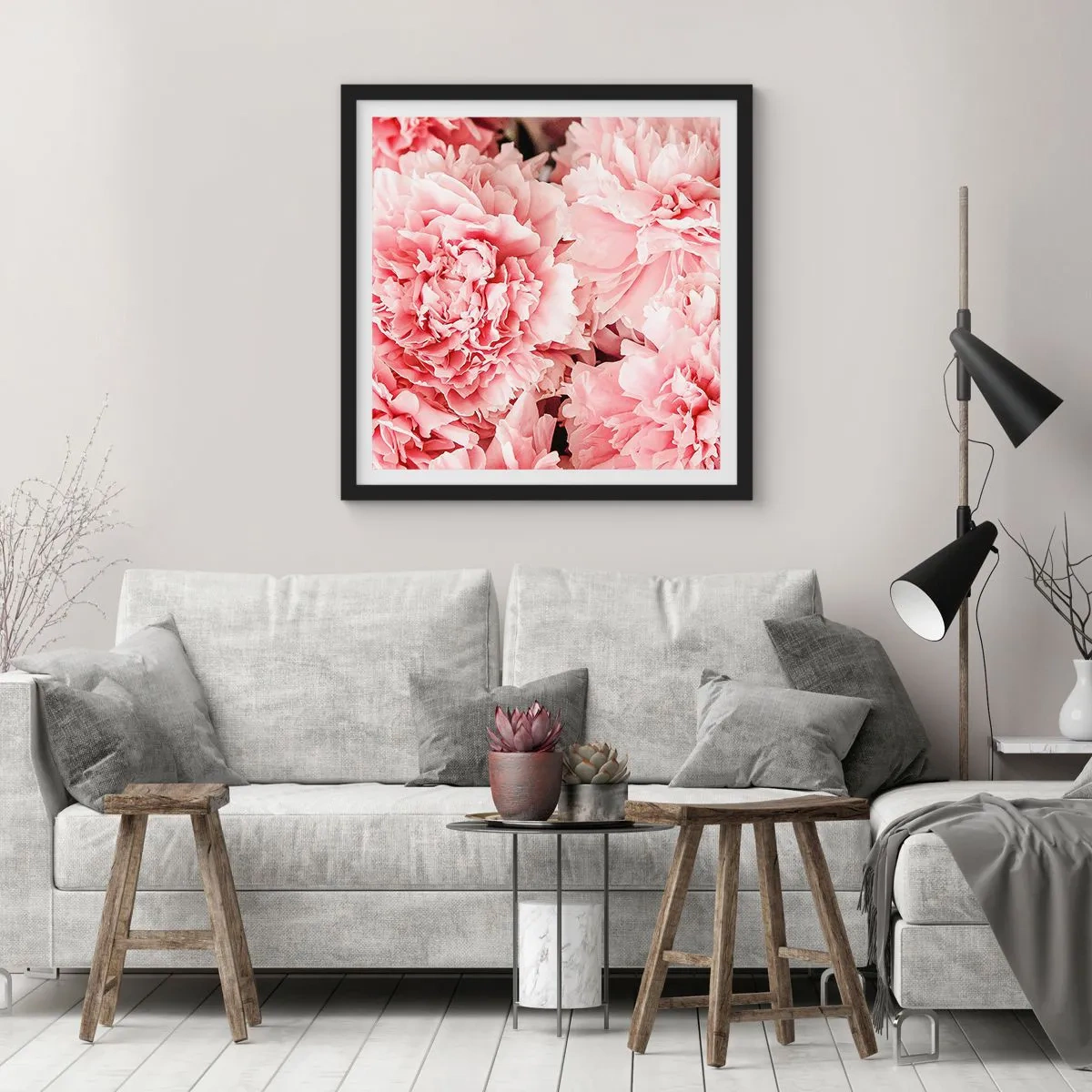Poster in cornice nera - Sogno rosa - 60x60 cm