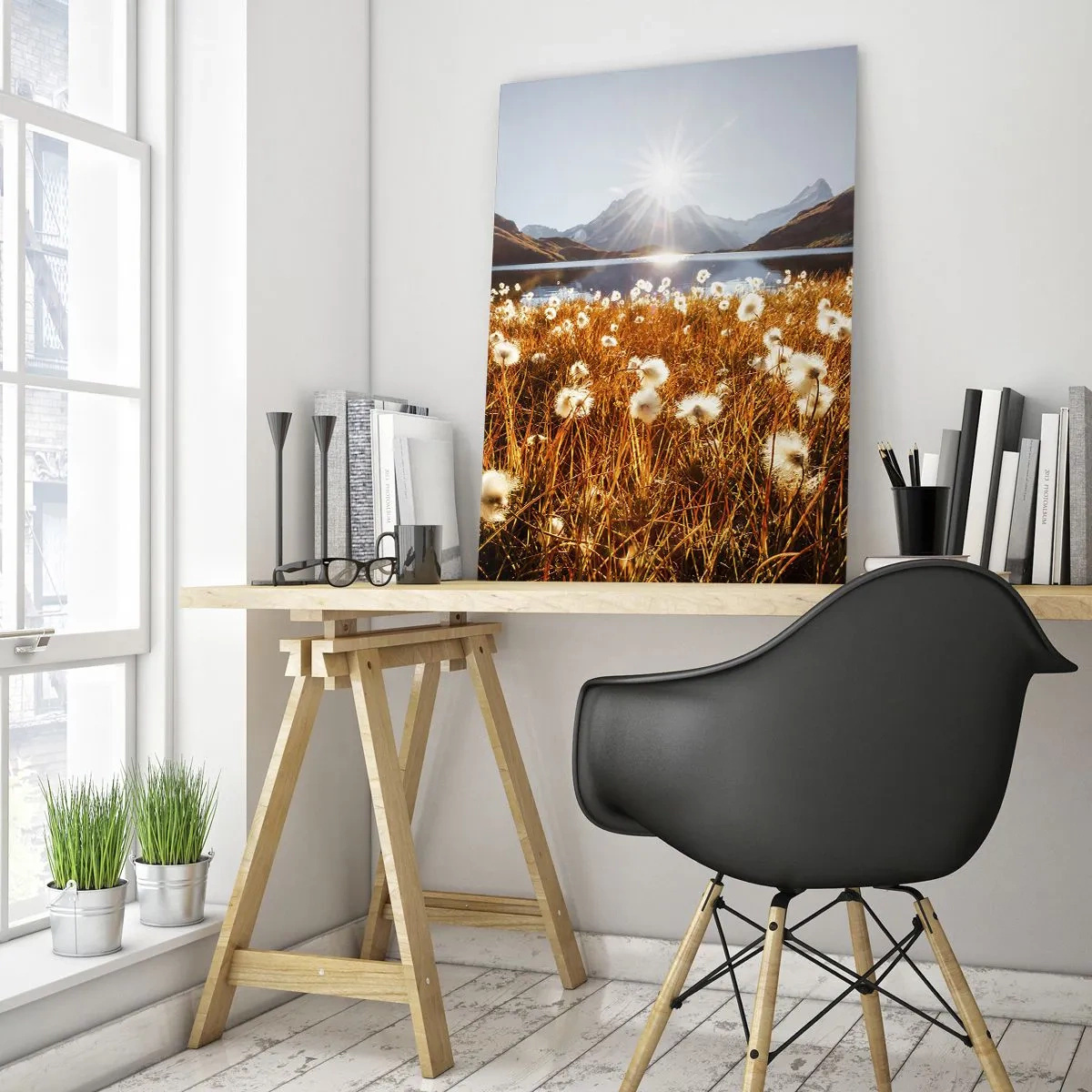 Quadro su vetro - Durezza delle pietre, morbidezza dell'erba - 80x120 cm