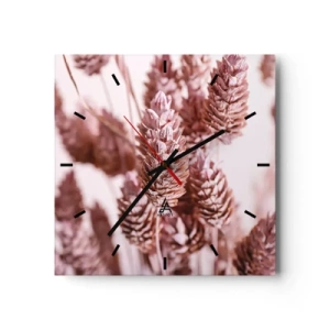 Orologio da parete - Orologio in Vetro - Un primo piano delle delicate spighe rosa delle erbe ornamentali - 30x30cm - A prima vista poco appariscenti - Decorazione murale moderna per soggiorno e camera da letto ARTTOR