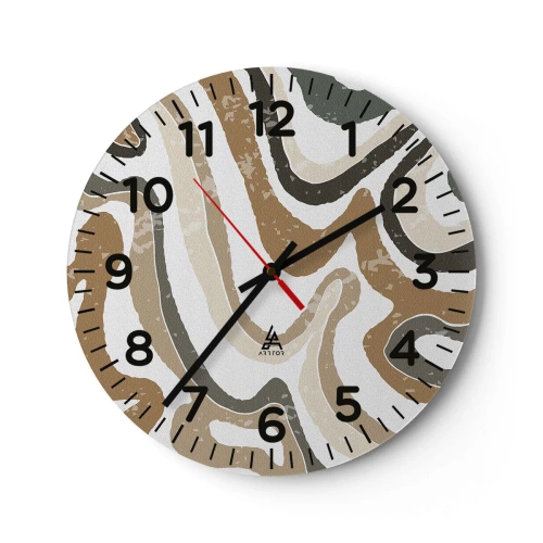 Orologio da parete - Orologio in Vetro - I meandri dei colori della terra - 30x30 cm
