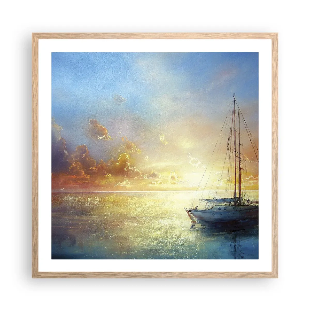 Poster in cornice rovere chiaro - Nella baia dorata - 60x60 cm