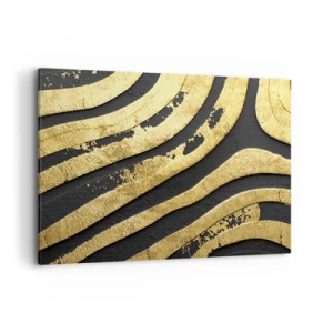 Quadro su tela - Stampe su Tela - Onde astratte dorate su sfondo nero - 120x80cm - Tutto scorre - Decorazione murale moderna per soggiorno e camera da letto ARTTOR