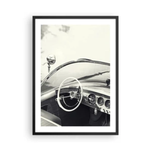 Poster in cornice nera - Interno di un'auto d'epoca con volante - 50x70cm - Il ricco e il povero - Decorazione murale moderna per soggiorno e camera da letto ARTTOR