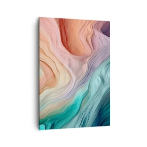 Quadro su tela - Stampe su Tela - Onde astratte nei colori pastello e arcobaleno - 50x70cm - Onda arcobaleno - Decorazione murale moderna per soggiorno e camera da letto ARTTOR