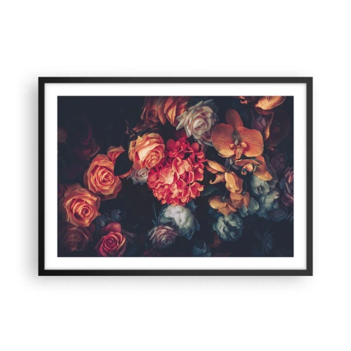 Poster in cornice nera - Un mazzo di fiori vari in toni scuri - 70x50cm - Come i maestri olandesi - Decorazione murale moderna per soggiorno e camera da letto ARTTOR