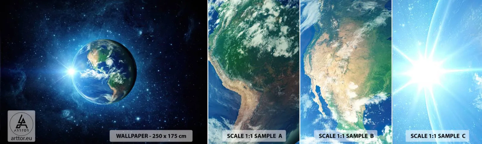 Campione di Fotomurale Adesivo Deluxe Sticker - Siamo in cielo - Cosmo, Pianeta Terra, Globo - 100x30 cm