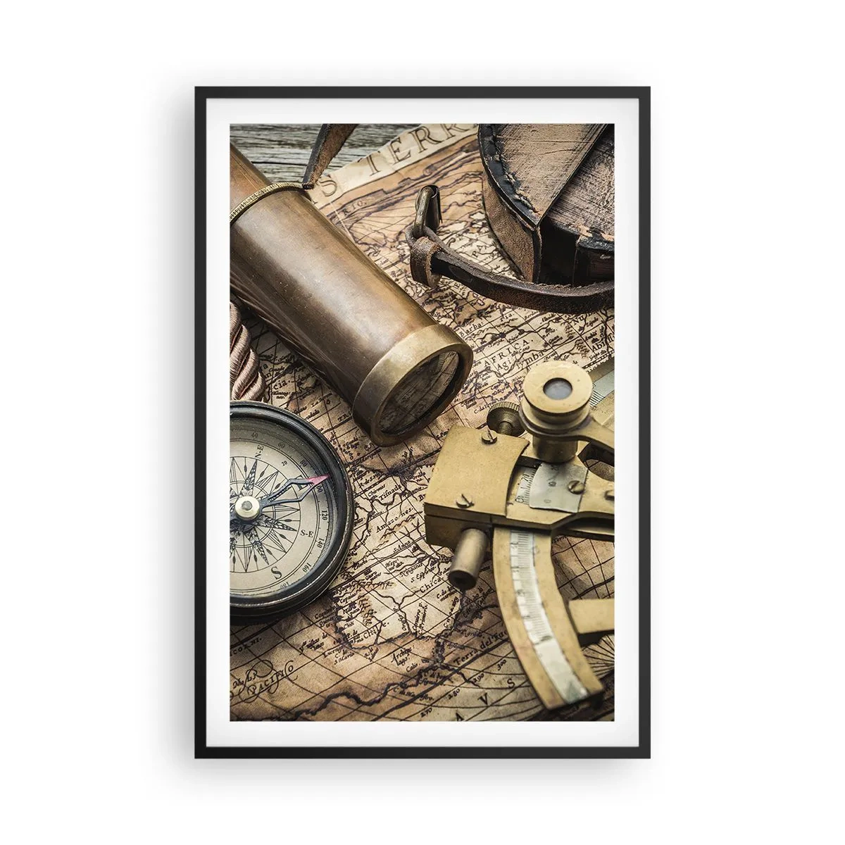 Poster in cornice nera - Traccia la rotta - 61x91 cm