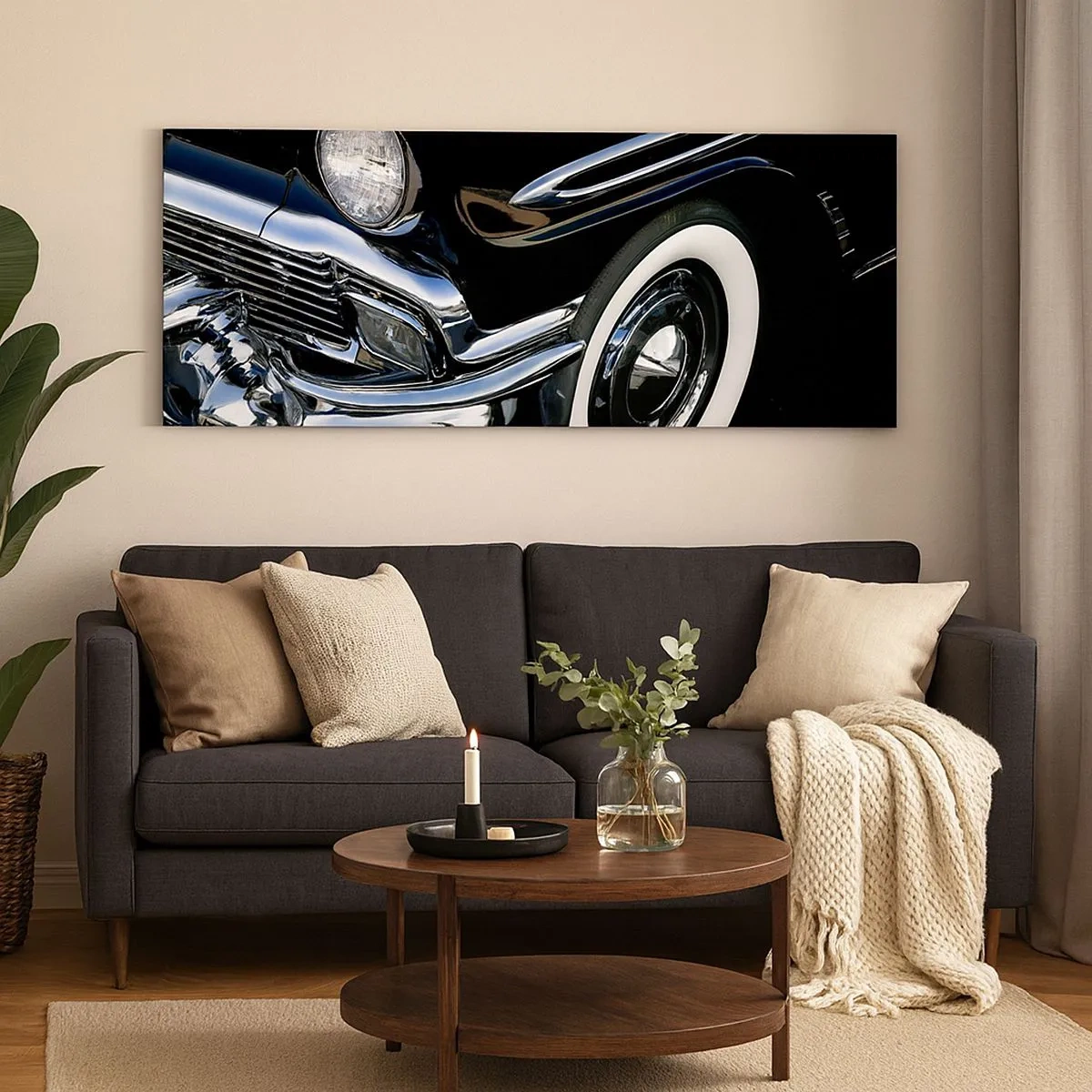 Quadro su tela - Stampe su Tela - Classicità in argento, nero e bianco - 100x40 cm