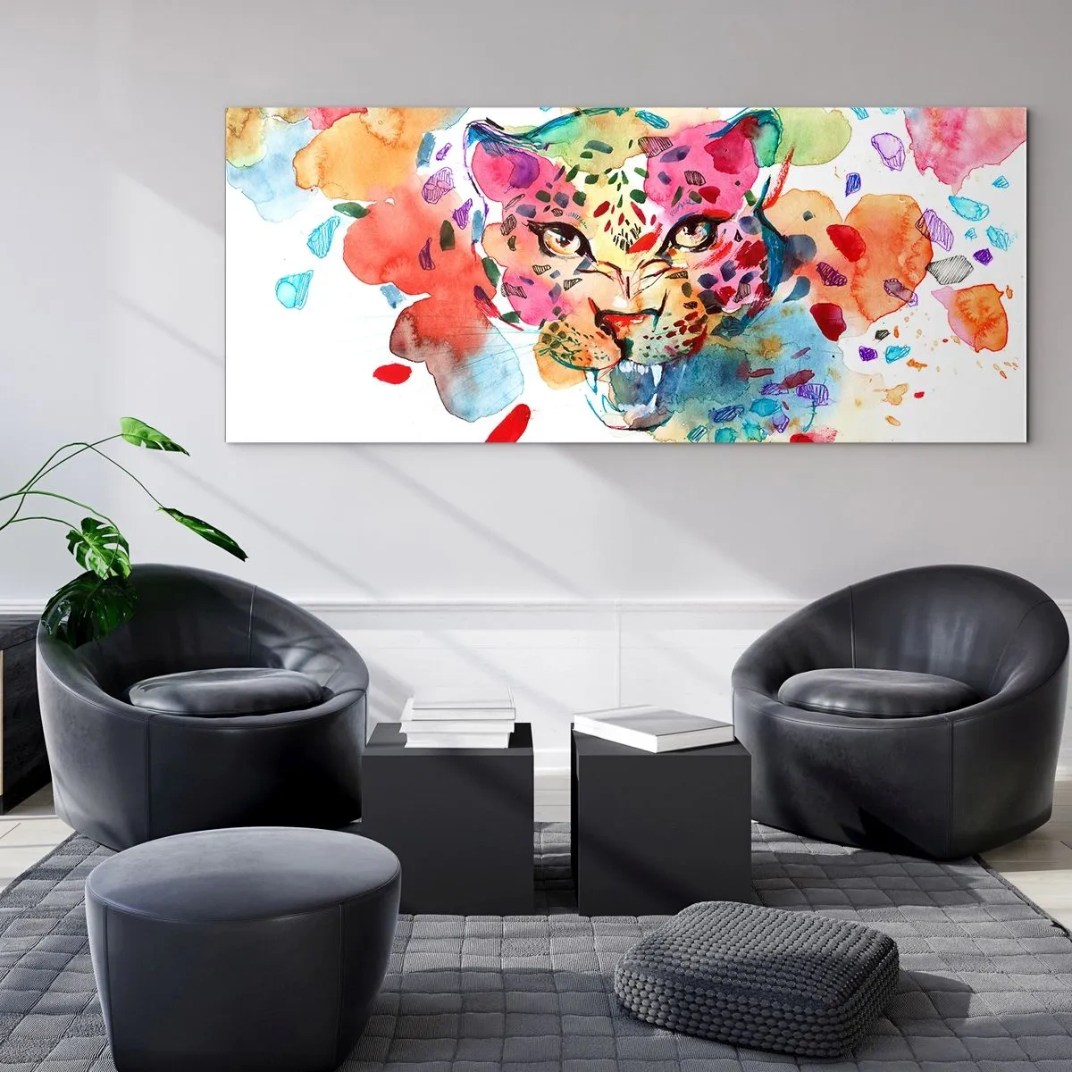 Quadro su vetro - La bella e la bestia - 90x30 cm