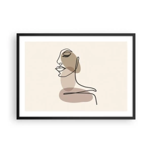 Poster in cornice nera - Un profilo femminile in stile minimalista - 70x50cm - La linea sicura della bellezza - Decorazione murale moderna per soggiorno e camera da letto ARTTOR