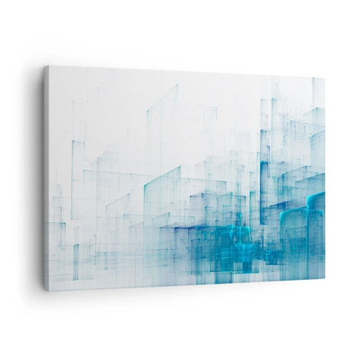 Quadro su tela - Stampe su Tela - Forme geometriche astratte nelle tonalità del blu - 70x50cm - E lo spazio fu - Decorazione murale moderna per soggiorno e camera da letto ARTTOR