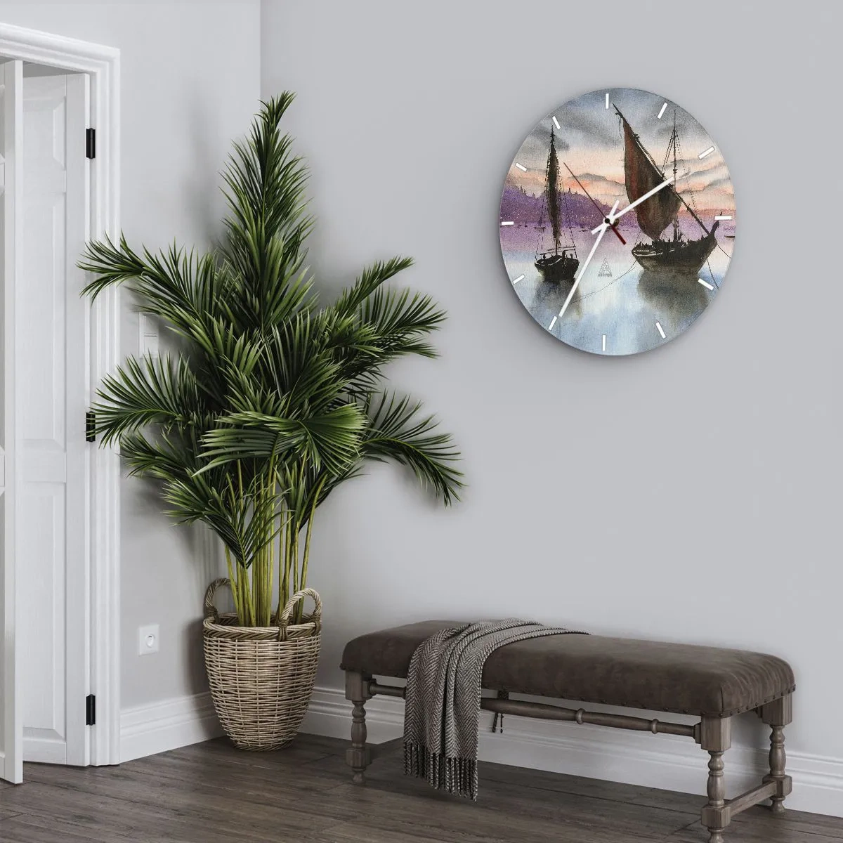 Orologio da parete - Orologio in Vetro - La sera nel porto - 30x30 cm