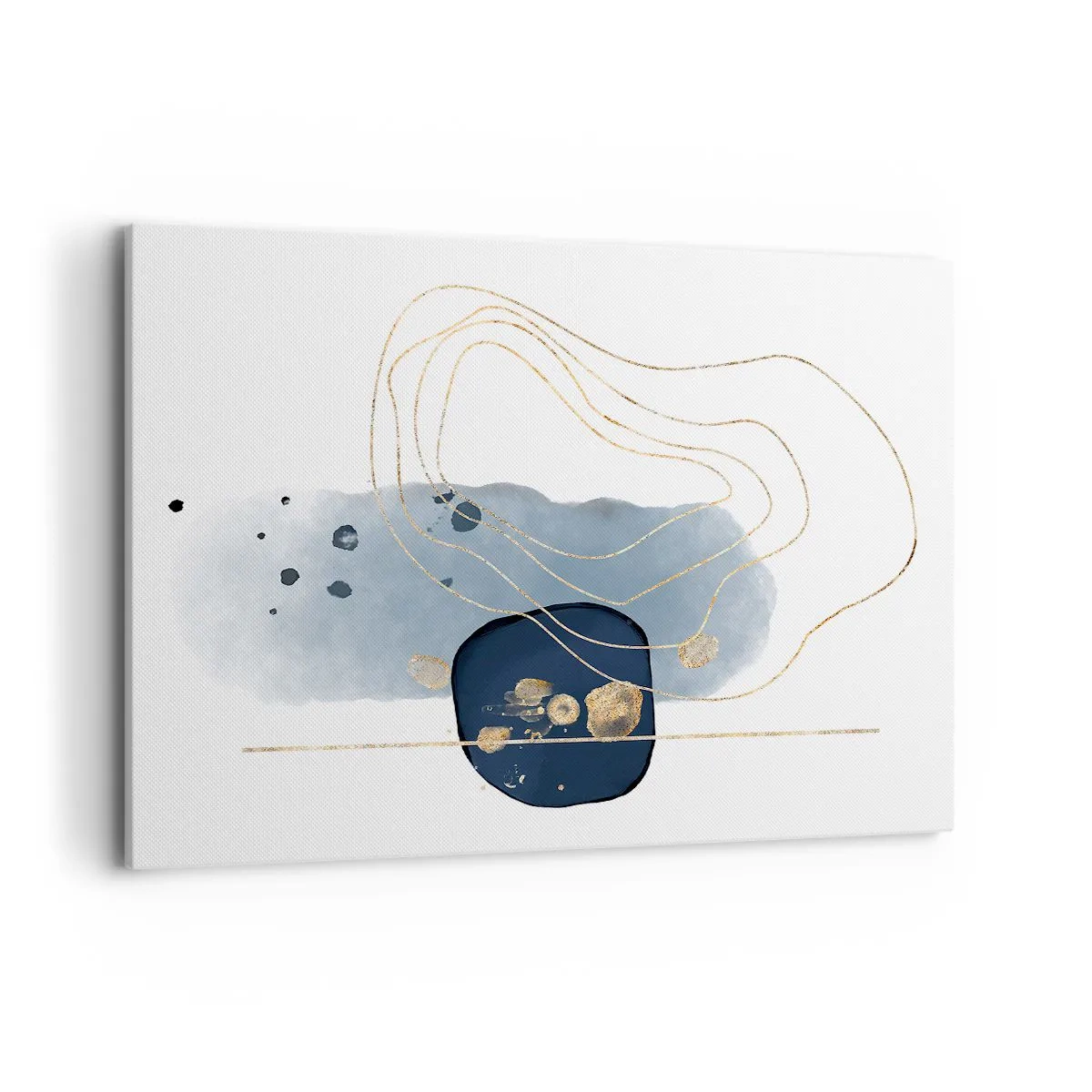 Quadro su tela - Stampe su Tela - Astrazione nei toni del blu e dell'oro - 100x70cm - Fantasia blu e oro - Decorazione murale moderna per soggiorno e camera da letto ARTTOR