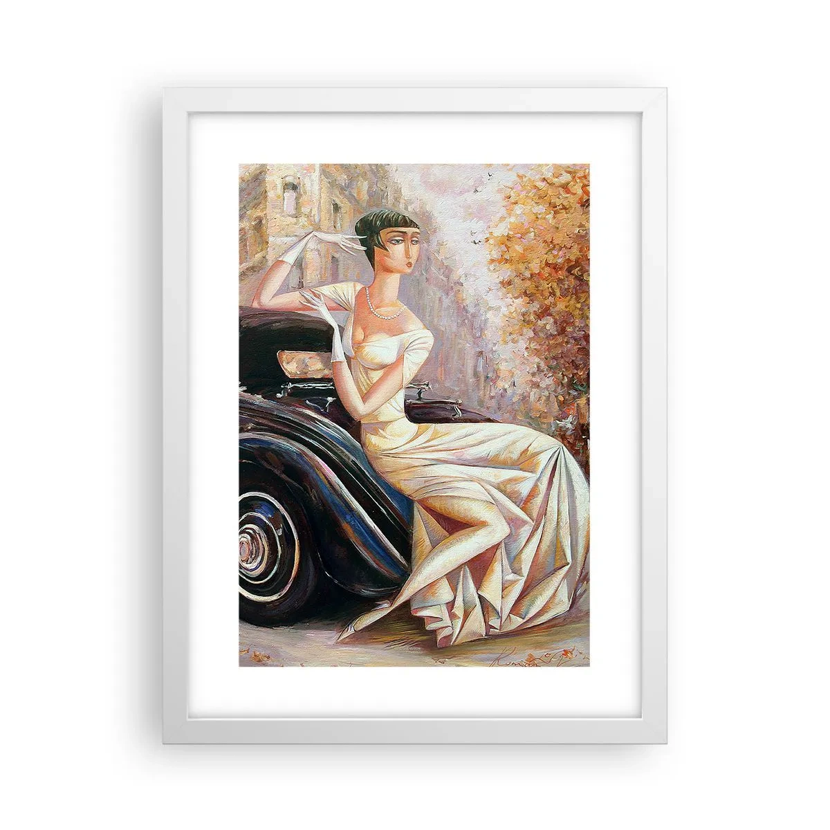 Poster in cornice bianca - Eleganza in stile retro - 30x40 cm