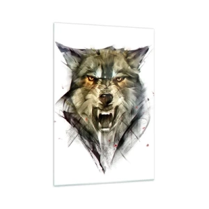 Quadro su vetro - Un lupo pericoloso in una forma dinamica e artistica - 70x100cm - Non si passa! - Decorazione murale moderna per soggiorno e camera da letto ARTTOR