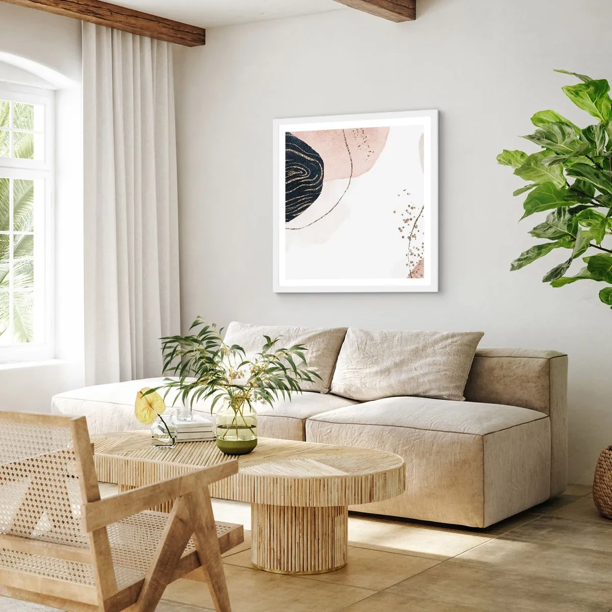 Poster in cornice bianca - Tutto scorre - 40x40 cm