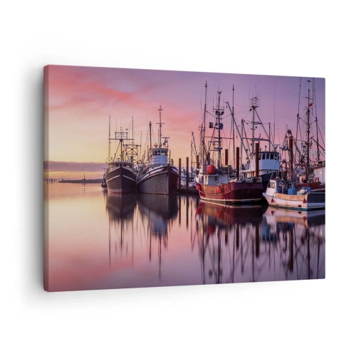Quadro su tela - Stampe su Tela - Barche da pesca nel porto al tramonto - 70x50cm - Prima del giorno successivo - Decorazione murale moderna per soggiorno e camera da letto ARTTOR