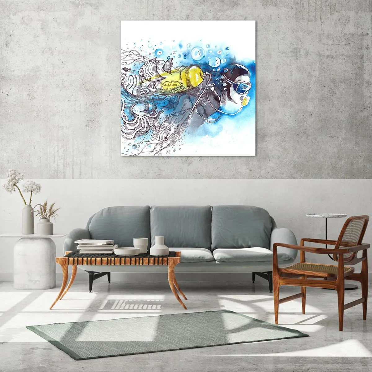 Quadro su vetro - Il grande blu - 70x70 cm