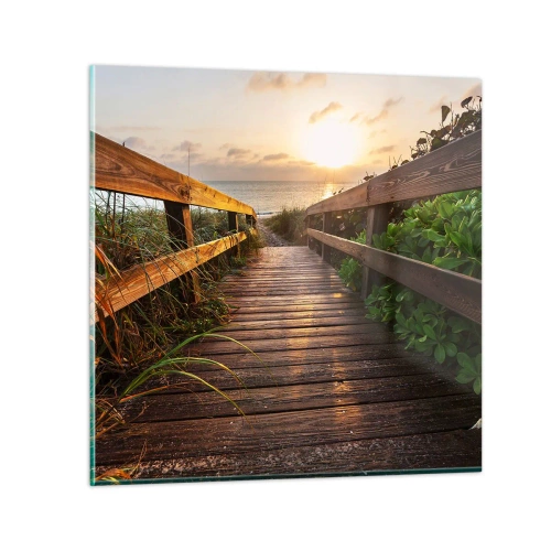 Quadro su vetro - Dritto verso la riva - 60x60 cm