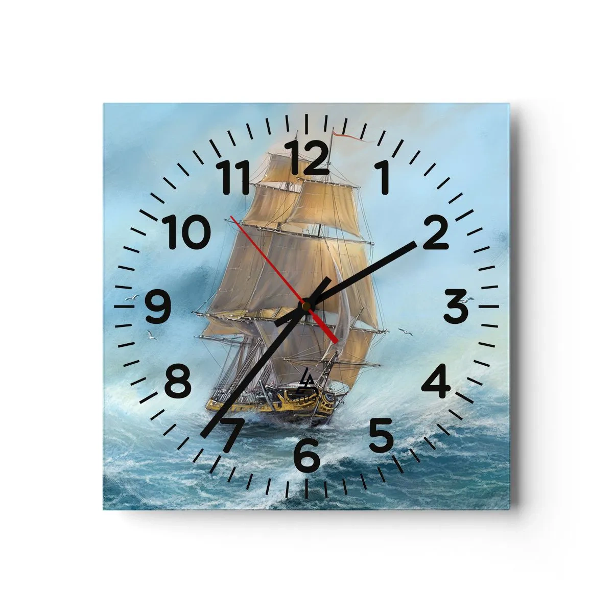 Orologio da parete - Orologio in Vetro - Frangendo i flutti - 40x40 cm