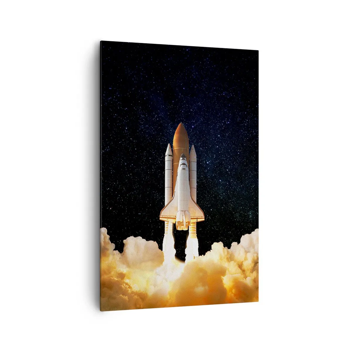 Quadro su tela - Stampe su Tela - Un razzo spaziale che decolla contro il cielo stellato - 80x120cm - Ad astra! - Decorazione murale moderna per soggiorno e camera da letto ARTTOR